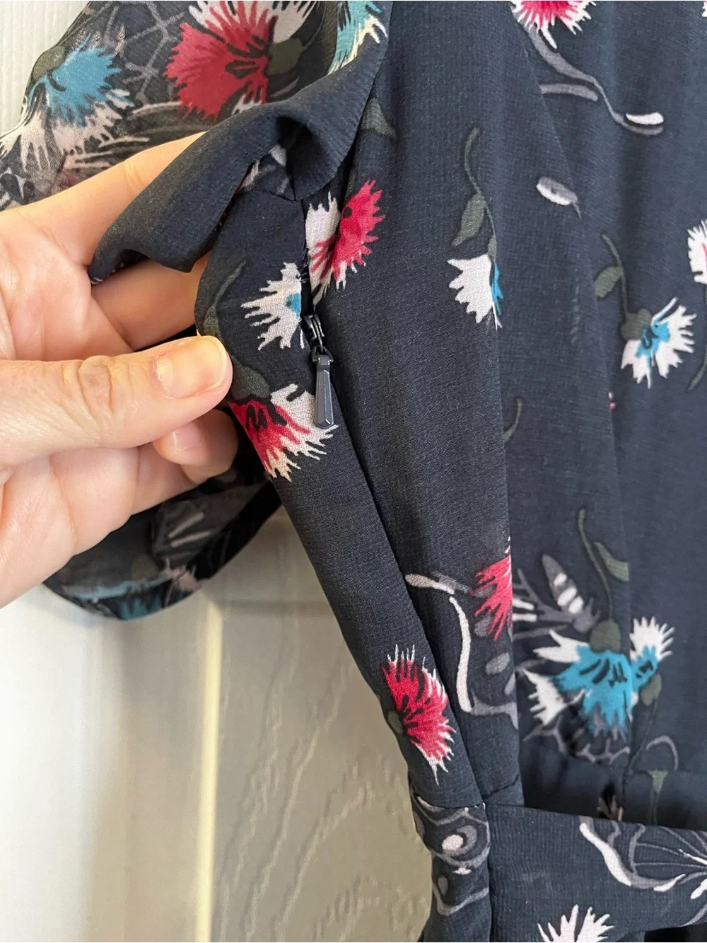 Free People Black Floral Dress with Keyhole Neck